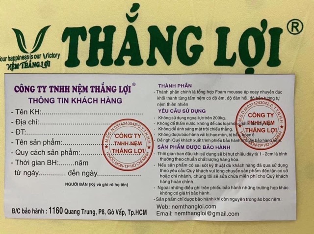 Nệm SUPER FOAM WIN Thắng Lợi chính hãng, kèm quà tặng 7 món cao cấp, miễn phí giao hàng