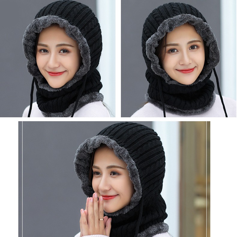Mũ len trùm cổ lót nỉ bông siêu ấm,mũ len mùa đông ngày rét đậm và đi phượt
