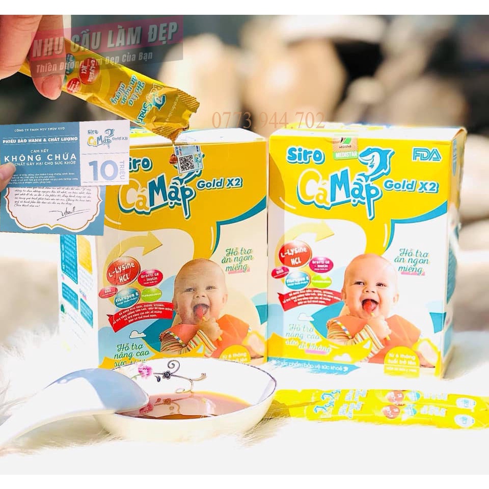 (Hộp 30gói) Siro Cá Mập Gold X2 Mẫu Mới Baby Shark  - Giúp Trẻ Ăn Ngon