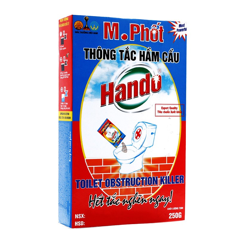 Combo 3 Hộp thông tắc hầm cầu M. phốt bột 250g HANDO xuất khẩu