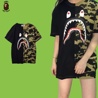 [Ảnh thật + FREESHIP] Tee Bape Shark Half Camo , Áo Thun Bape Cá Ngáo, Áo phông Bape Cá mập chất Cotton
