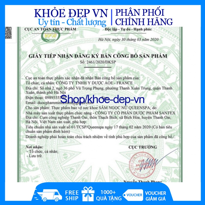 Viên uống Sâm Ngọc Nữ trắng da , chống lão hóa , tăng nội tiết tố nữ, giảm nám sạm da, tăng sinh lý nữ - Vỉ 30 viên