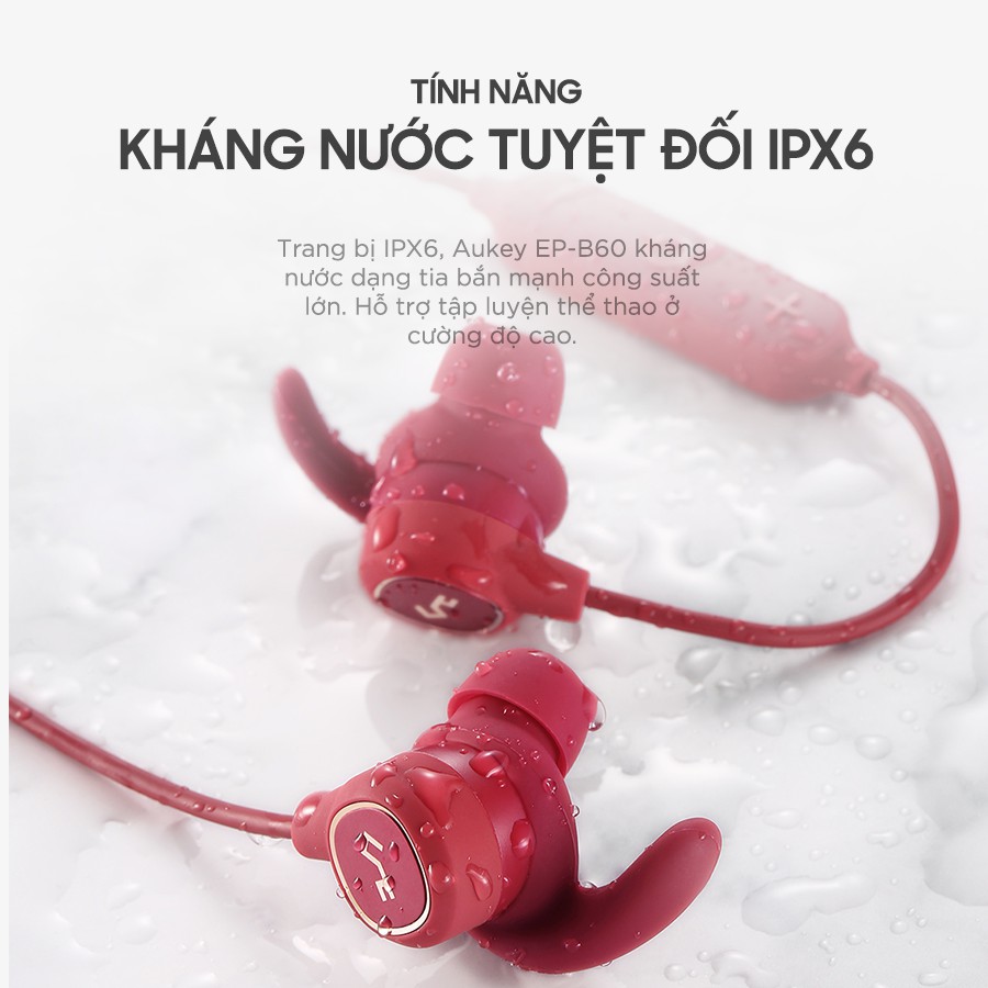 Tai Nghe Bluetooth Nhét Tai Cao Cấp AUKEY EP-B60, Driver 8mm, Chống Nước IPX6,Pin 8 giờ - Hàng Chính Hãng