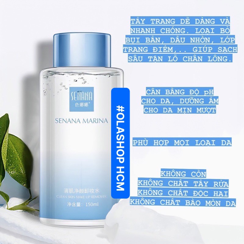 Nước tẩy trang thải độc không cồn 150ml Makeup Remover Water Senana dưỡng ẩm dành cho mọi loại da làm sạch dịu nhẹ