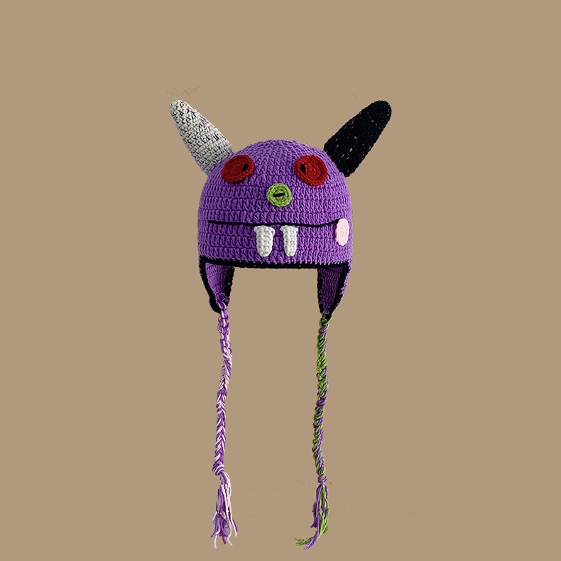 Mũ Len Dệt Kim Họa Tiết Quái Vật Hoạt Hình Vui Nhộn