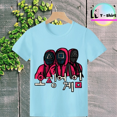 Áo thun trẻ em in hình Trò Chơi Con Mực SQUID GAME, Áo cotton xịn mặc mát thoải mái NTShirt 12