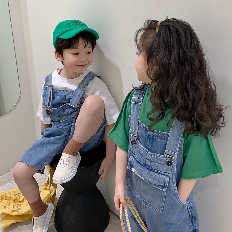 (Phom to)Yếm jean 2 lớp cho bé trai bé gái mùa hè mới B68-21084