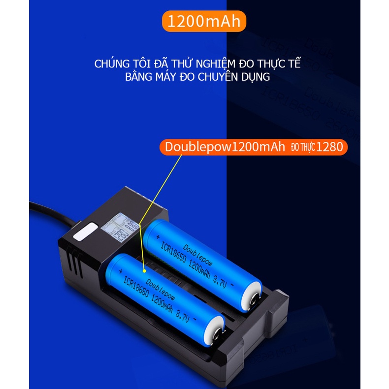Pin sạc 18650 Lithium 1200mAh (xanh) đầu nhọn/bằng chính hãng Doublepow công suất cao