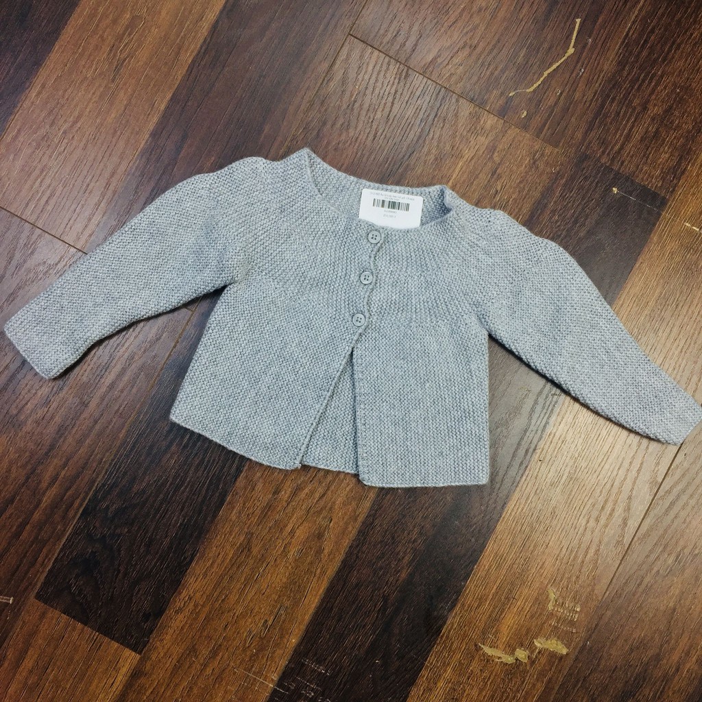 Áo khoác len bé gái Obaibi - ghi trơn