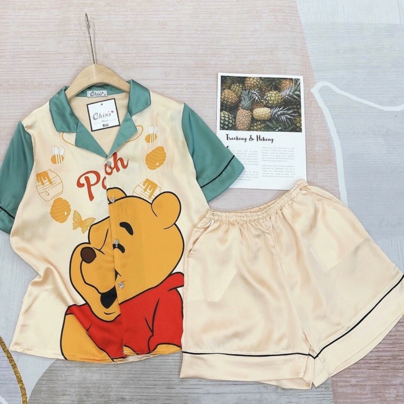 ] Bộ đồ Pijama lụaBộ lụa thiết kế Quần Sooc Họa tiết chất liệu mát lịm | BigBuy360 - bigbuy360.vn