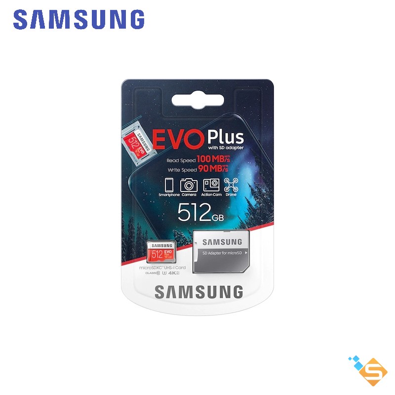 Thẻ Nhớ MicroSDXC SAMSUNG EVO Plus 512GB 256GB C10 U3 UHS-1 Read 100MB/s MB-MC512HA/APC - Bảo Hành Chính Hãng 5 Năm