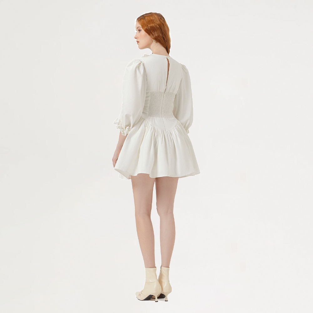 DEAR JOSÉ - Đầm xòe ngắn Miuccia vải linen trắng