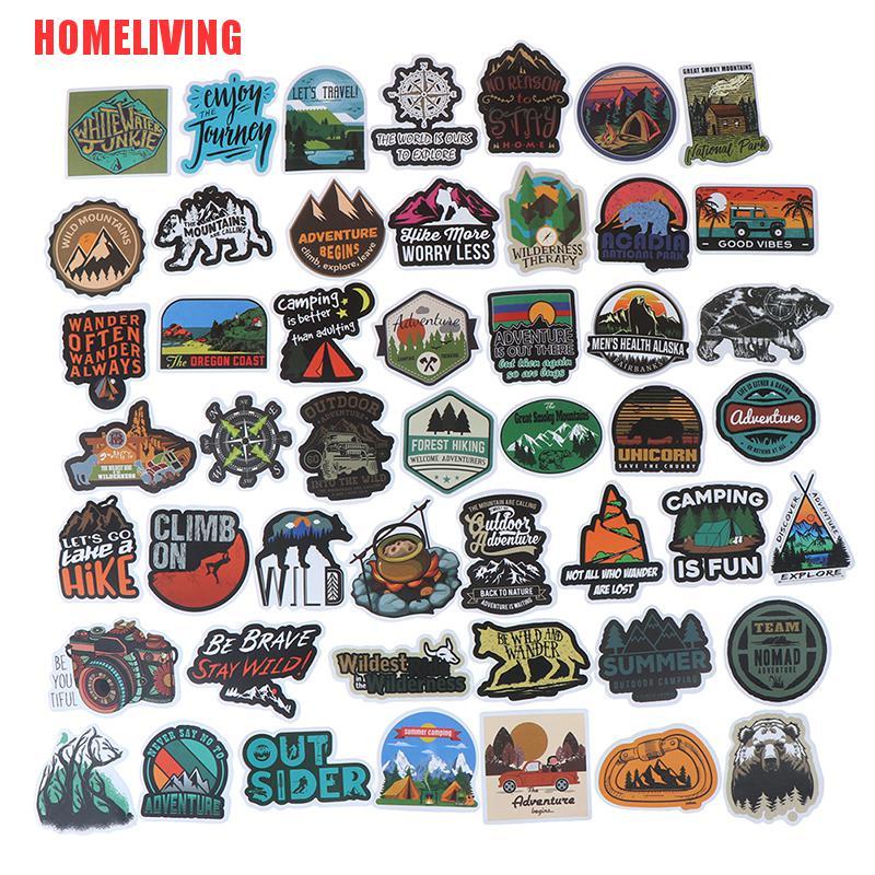 Bộ 50 Miếng Dán Hình Phong Cảnh Trang Trí Vali / Laptop / Guitar