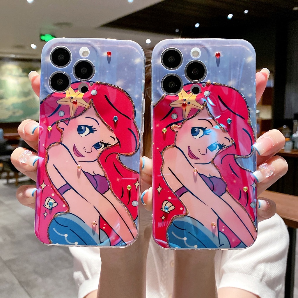 Ốp Lưng Chống Sốc Hình Nàng Tiên Cá Cho iPhone 14 / 13 / 12 / 11 / XS / 8P / 7