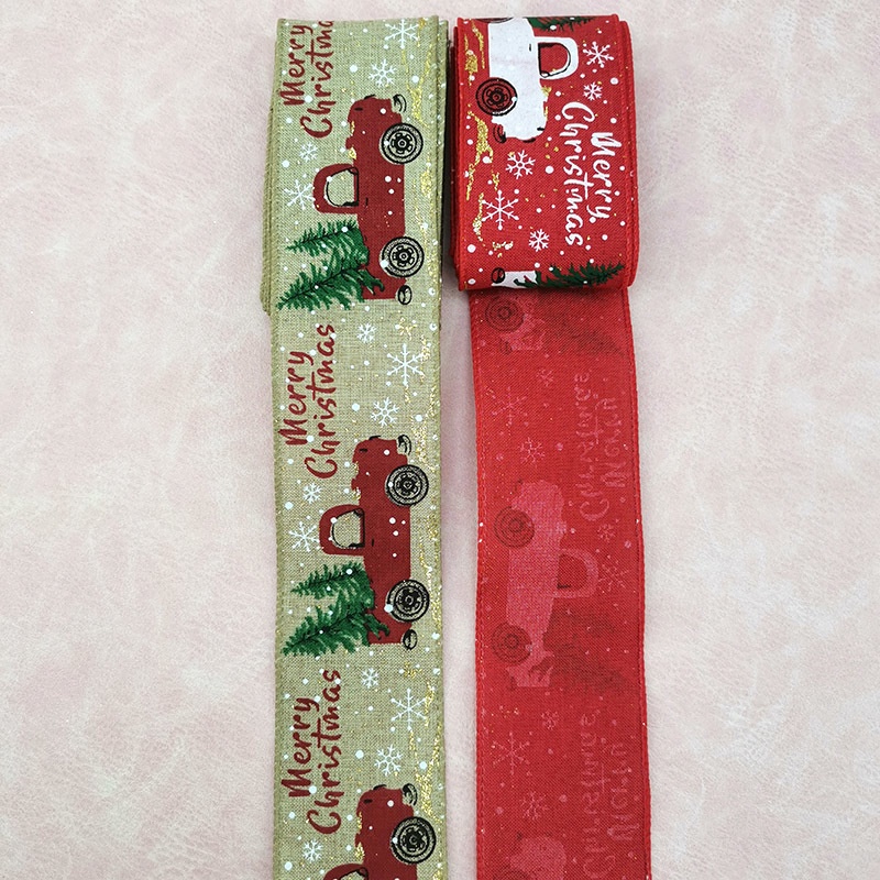 Ruy băng vải lanh Giáng sinh rộng 65mm dài 3m trang trí đa dụng chất lượng cao