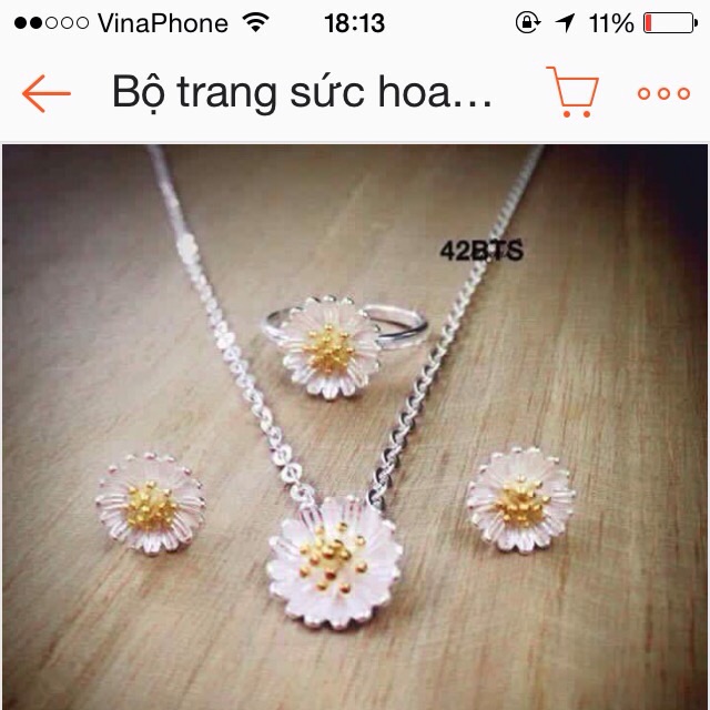 Bộ trang sức hoa cúc ( Bạc ta)