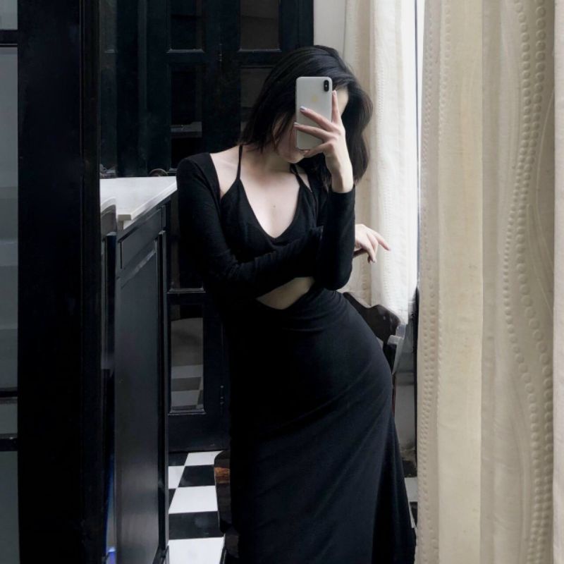 Đầm body set đầm dài kèm áo dây có mút sang trọng quyến rũ dự tiệc Đ26 Giá sỉ Fire.vn