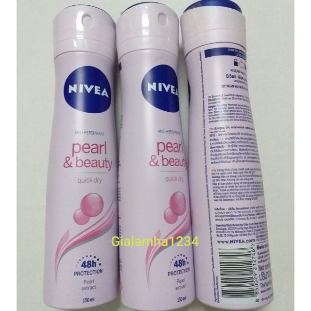 Xịt ngăn mùi NIVEA Pearl &amp; Beauty ngọc trai quyến rũ (150ml)