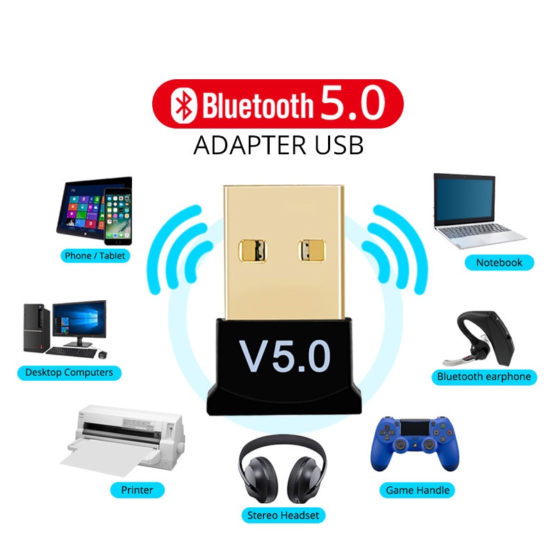 USB Bluetooth Dongle 5.0 - giúp Laptop PC thu phát sóng bluetooth kết nối