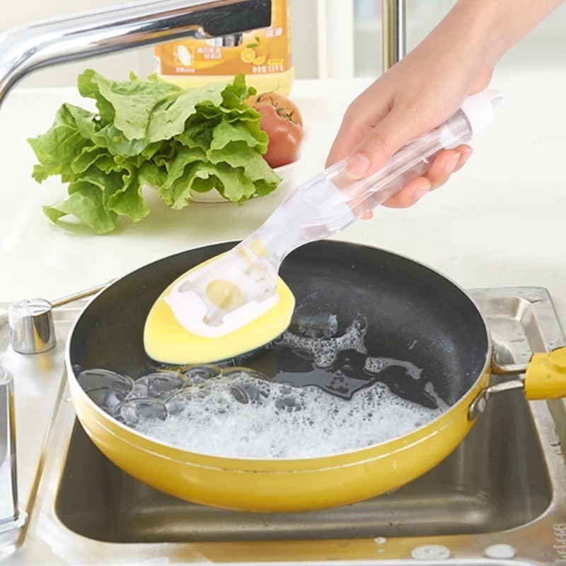 Bàn chải mút tay cầm dài tự động dùng vệ sinh nhà bếp tiện dụng