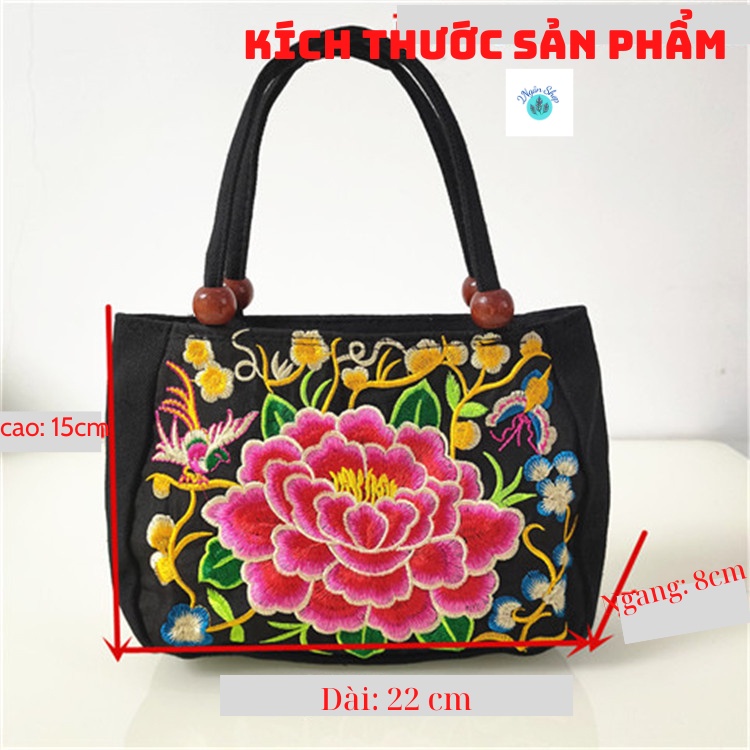 Túi Xách Tay Thêu Hoa Mẫu Đơn 2 Mặt, Phong Cách Cổ Điển Mới 2022 2N016-2 Ngân shop