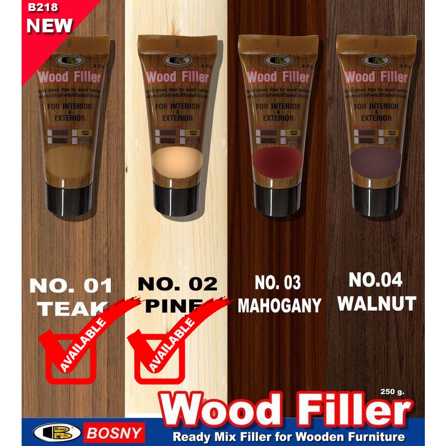 Tuýp 250g bột trám khe nứt, lỗ hở trên gỗ Wood Filler Bosny B218