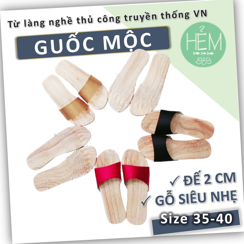 Dép  gỗ mộc đế thấp truyền thống quai trong/ vải lụa/nhung-Thích hợp cho áo dài, bà ba, áo tấc, cổ phục,...