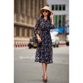 Pomelo flower helena dress - đầm voan tay dài in hoa d623