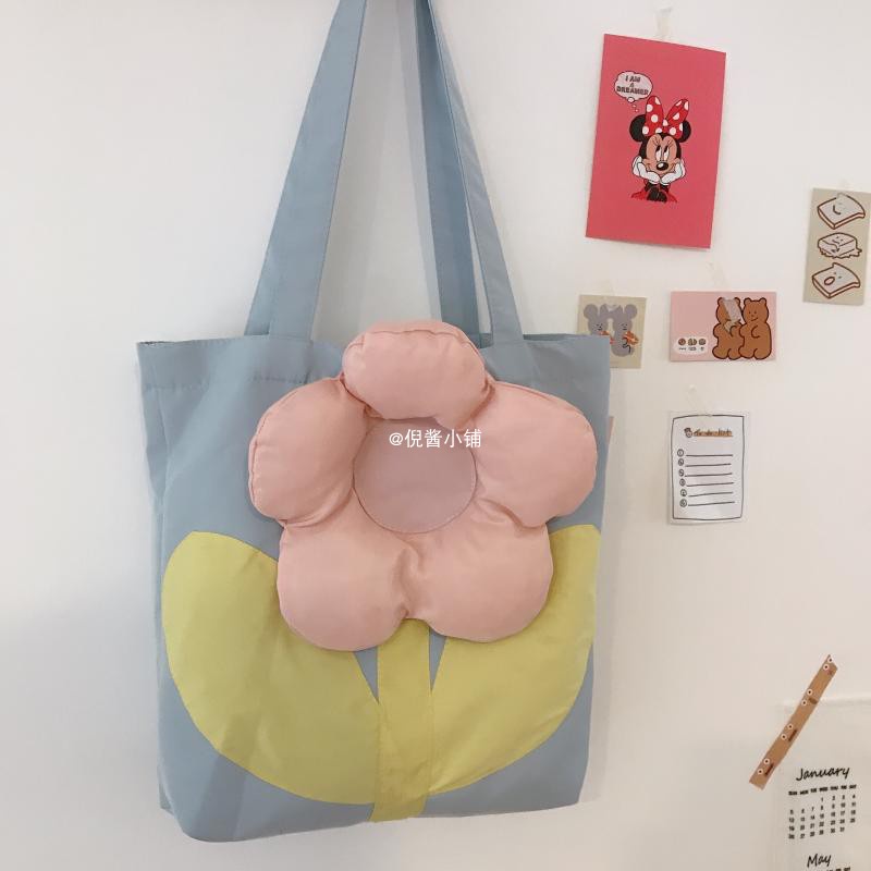 Túi đeo vai IELGY vải canvas cỡ lớn họa tiết hoa dễ thương thời trang