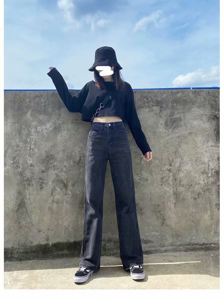 Quần jeans lưng cao ống rộng thời trang xinh xắn cho nữ 2020