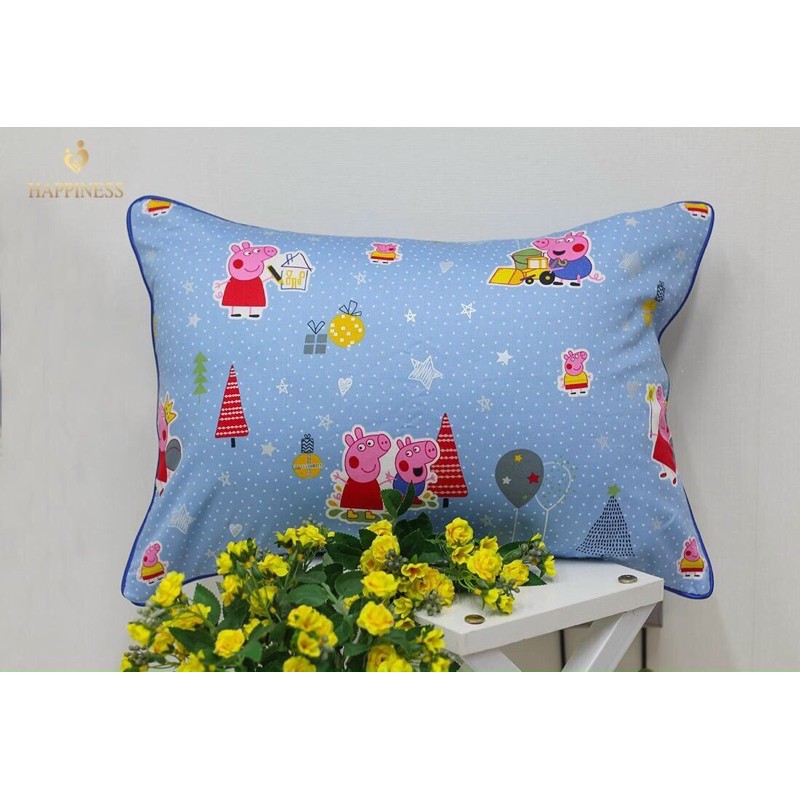 Gối Trẻ Em Happiness [MỀM - MÁT] Chất Liệu 100% Cotton Hàn Quốc, Cho bé trai, bé gái Kích thước 35x50cm, hàng chính hãng