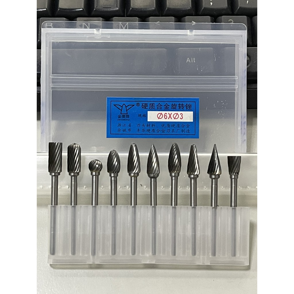 Bộ mũi doa hợp kim 3x6 JINYINGPAI 1 me cắt, Bộ mũi mài phá 3x6 JINYINGPAI 1 me cắt
