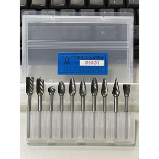 Bộ mũi doa hợp kim 3x6 JINYINGPAI 1 me cắt, Bộ mũi mài phá 3x6 JINYINGPAI 1 me cắt
