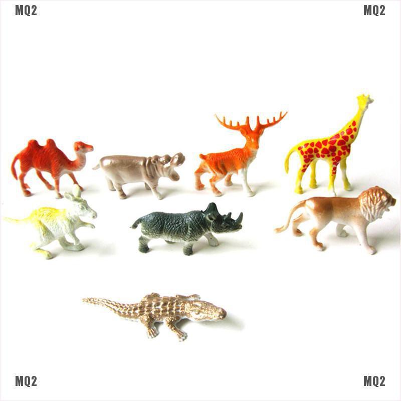 [MQ2]8PCS Plastic Zoo Animal Figure Tiger Leopard Hippo Giraffe Kids Animal Toys Gift