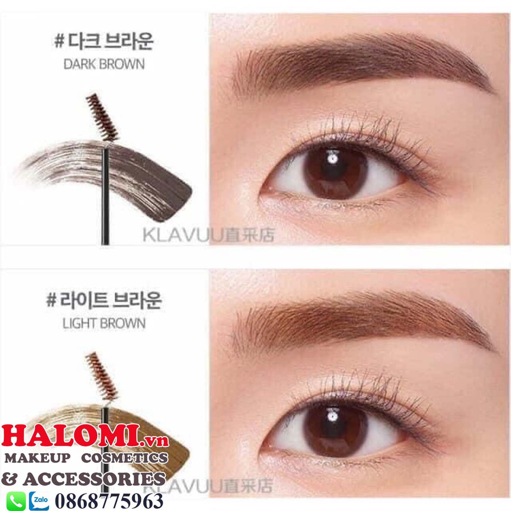 Mascara Lông Mày Klavuu Chuốt Lông Mày Cao Cấp Có Màu Nâu Và Nâu Đen chuyên dùng cho makeup