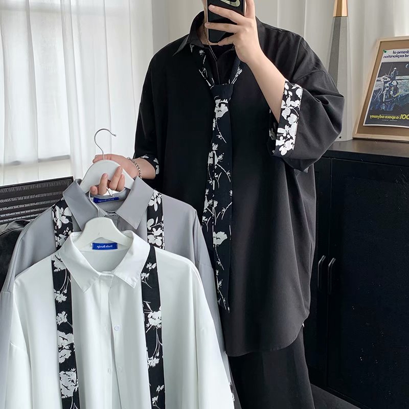 Sleeveless shirt with pattern tie for men