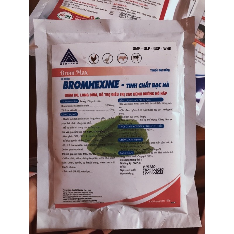 Brom - tinh chấ bạc hà, giảm ho,long đờm 100g
