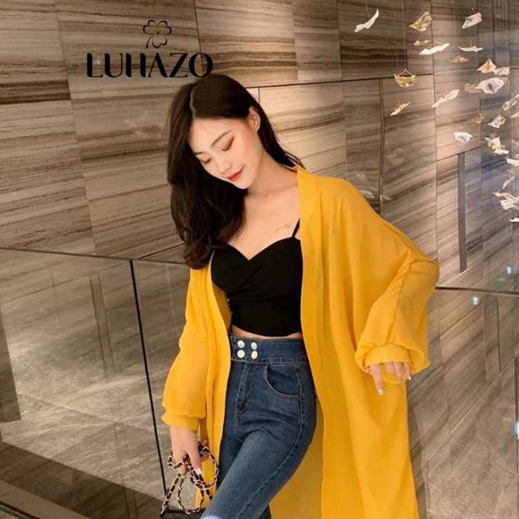 Áo choàng đi biển LUHAZO bikini dáng dài kimono khoác nữ voan nhiều màu hot hit thời trang chất đẹp Quảng Châu DK2T403