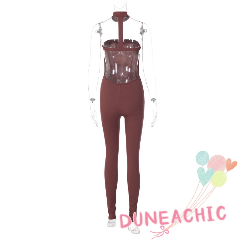 DUNEA Áo liền quần không tay hở lưng thời trang quyến rũ dành cho nữ