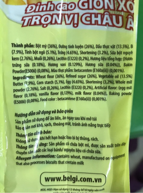 Bánh Belgi Cookie trứng sữa, Challot của Tràng An 250g