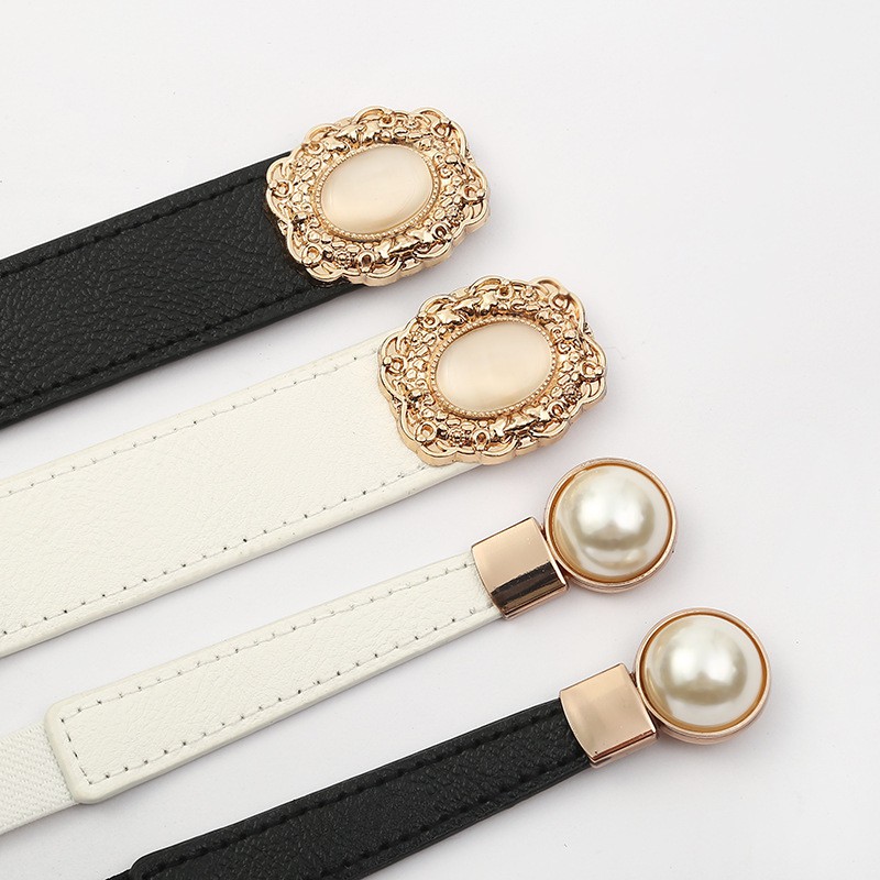 Thắt lưng co giãn đính hạt giả ngọc trai