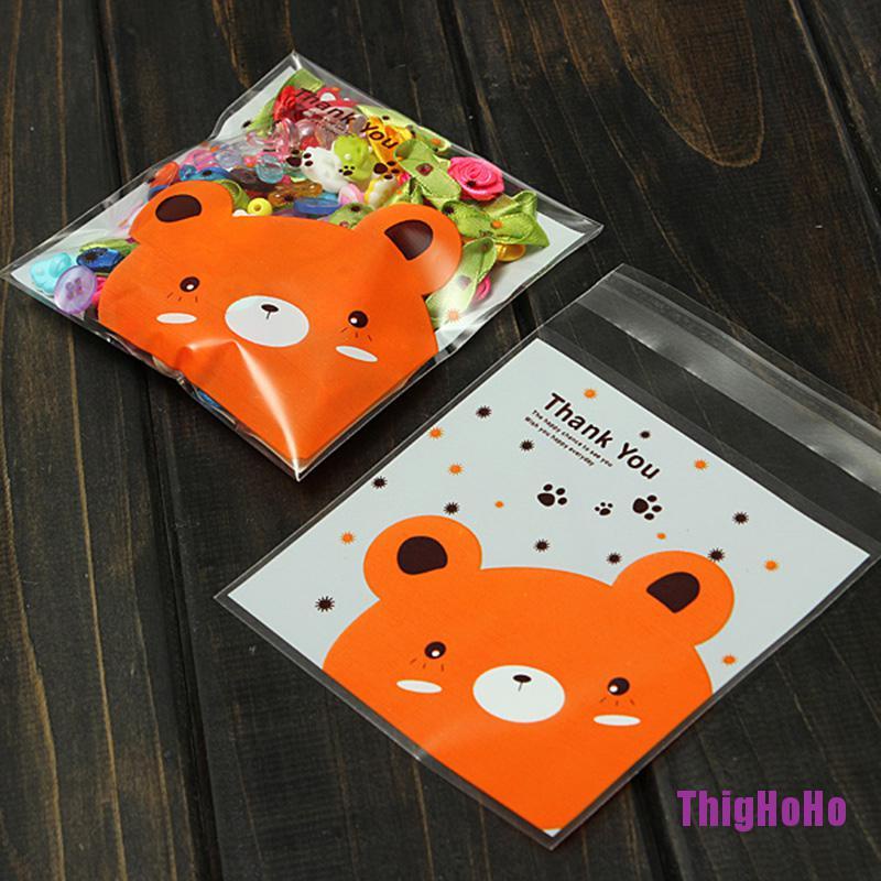 Set 100 túi giấy bóng kính cho bánh quy hình gấu