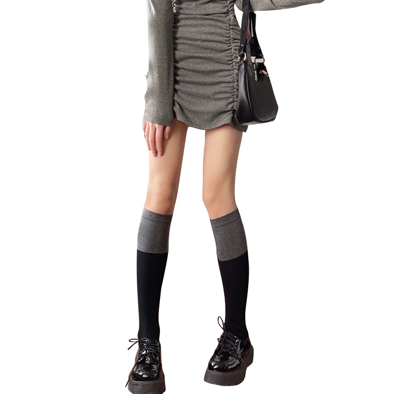 Vớ dài qua gối phong cách Lolita màu đen xám 10MK
