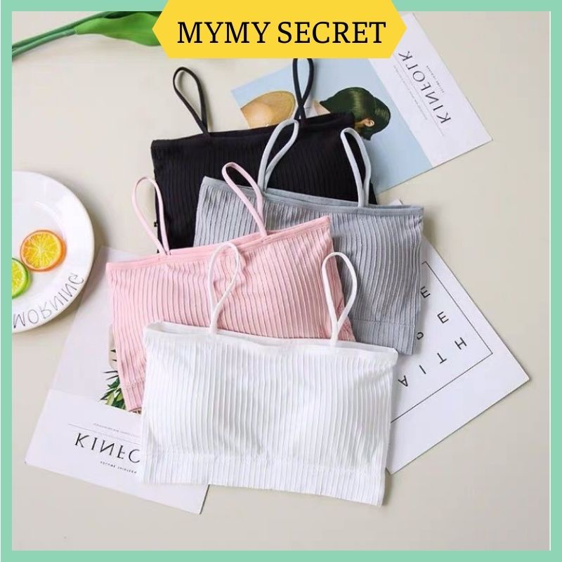 Áo Bra Quây 2 Dây Chất Cotton Gân Tăm Không Gọng Tôn Vòng Một Gợi Cảm