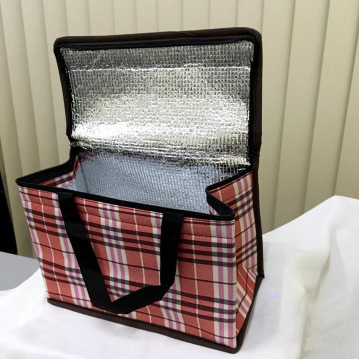 túi giữ nhiệt loại lớn hình hộp ngang, vải bố dầy 30x15cm cao 20cm. TX91