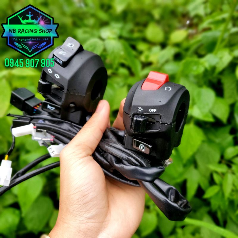 Cùm Ex Cho Satria Raider Sonic Có Giắc Cắm Trợ sáng Tắt Máy Tắt Đèn Passing.NB Racing Shop