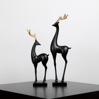 Tượng decor cặp hươu hạnh phúc trang trí phòng khách, phòng làm việc