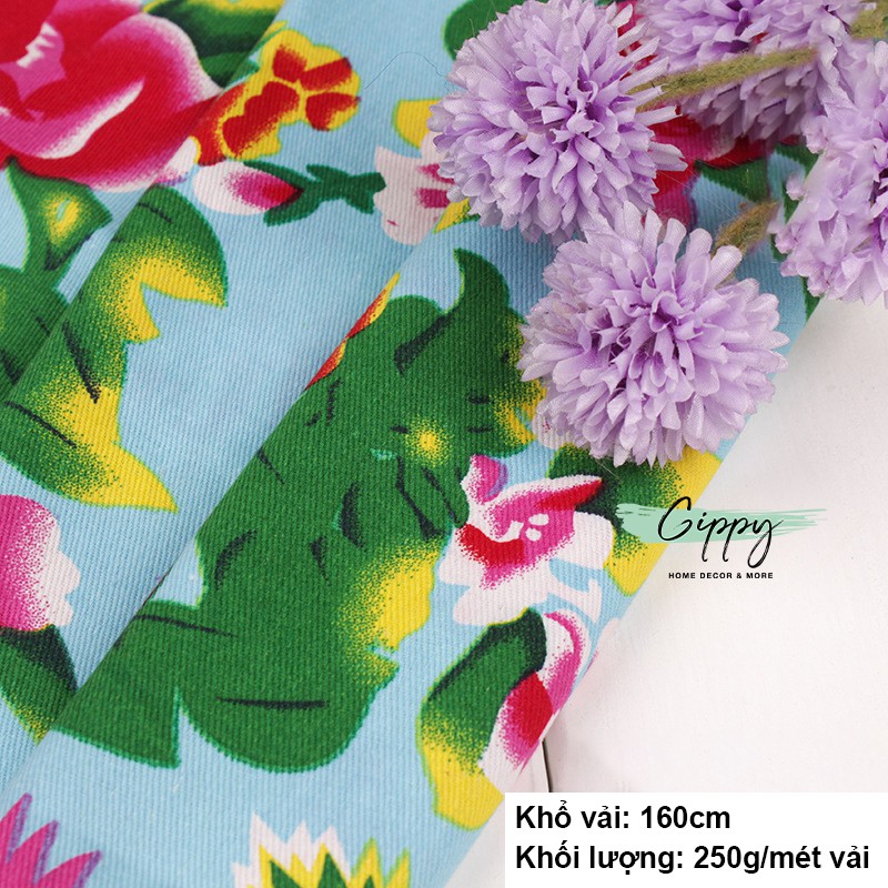 Vải họa tiết con công  làm vải trang trí, may đồ cực xinh - Gippy Decor