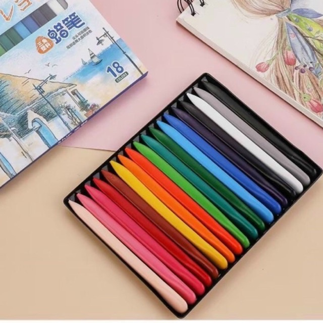 BÚT SÁP MẦU HỮU CƠ Hộp 24 bút mầu cho bé tập tô tập vẽ an toàn 100% tự nhiên không phai mầu không dơ tay