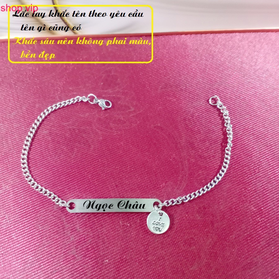 LẮC TAY INOX THỜI TRANG KHẮC TÊN THEO YÊU CẦU  CÁCH ĐIỆU I LOVE YOU